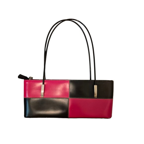 New Coast Vintage Leather Shoulder Bag Double Handle Red Black Retro Purse Bag - Picture 2 of 6